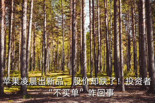 蘋果凌晨出新品，股價卻跌了！投資者“不買單”咋回事