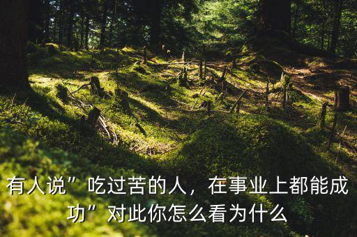 有人說”吃過苦的人，在事業(yè)上都能成功”對(duì)此你怎么看為什么