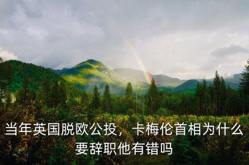 當(dāng)年英國(guó)脫歐公投，卡梅倫首相為什么要辭職他有錯(cuò)嗎