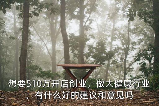 想要510萬開店創(chuàng)業(yè)，做大健康行業(yè)，有什么好的建議和意見嗎