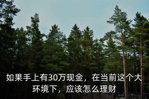 如果手上有30萬現(xiàn)金，在當前這個大環(huán)境下，應該怎么理財