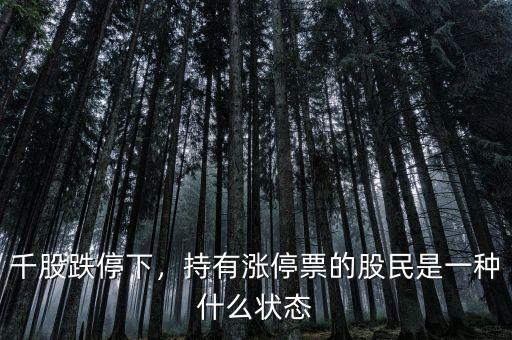 千股跌停下，持有漲停票的股民是一種什么狀態(tài)