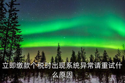 銀聯(lián)在線繳稅異常是什么原因，立即繳款個稅時出現(xiàn)系統(tǒng)異常請重試什么原因