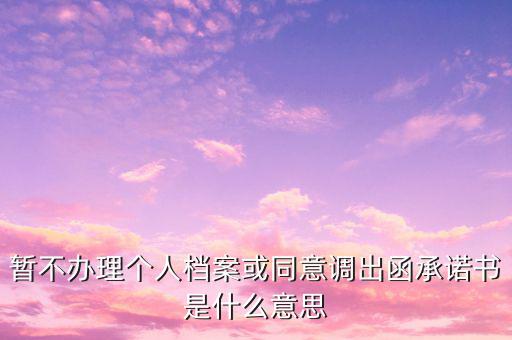 稅務(wù)調(diào)函是什么意思，暫不辦理個(gè)人檔案或同意調(diào)出函承諾書是什么意思