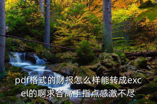 什么是財(cái)報(bào)自動(dòng)轉(zhuǎn)換工具，pdf格式的財(cái)報(bào)怎么樣能轉(zhuǎn)成excel的啊求各高手指點(diǎn)感激不盡