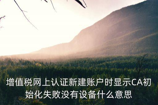 納稅人網(wǎng)的ca是什么意思，增值稅網(wǎng)上認(rèn)證新建賬戶(hù)時(shí)顯示CA初始化失敗沒(méi)有設(shè)備什么意思