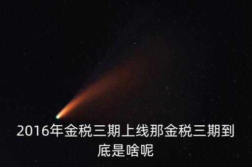 金三稅什么意思，2016年金稅三期上線那金稅三期到底是啥呢