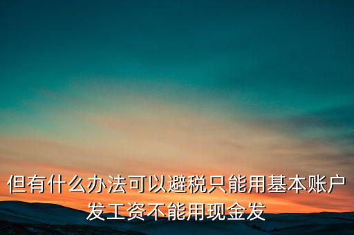 什么是國稅存量賬戶，但有什么辦法可以避稅只能用基本賬戶發(fā)工資不能用現(xiàn)金發(fā)