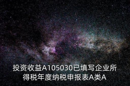 a100000什么時候填，投資收益A105030已填寫企業(yè)所得稅年度納稅申報表A類A