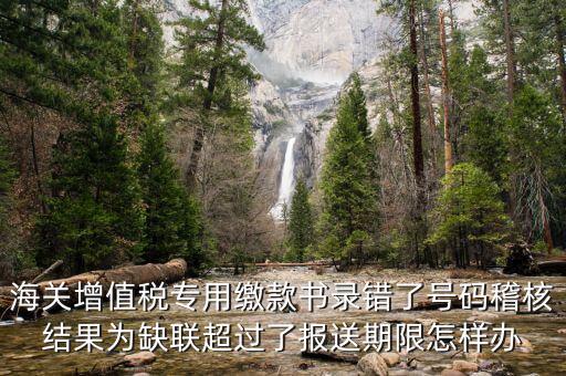 海關增值稅專用繳款書錄錯了號碼稽核結(jié)果為缺聯(lián)超過了報送期限怎樣辦