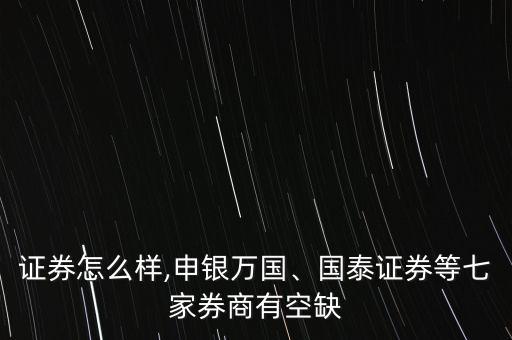 邦德證券怎么樣,申銀萬國、國泰證券等七家券商有空缺