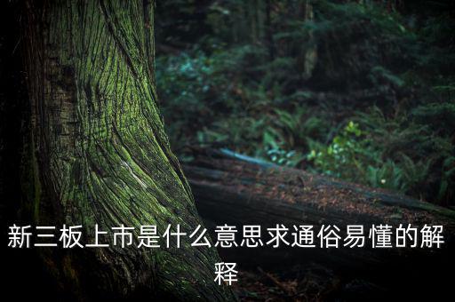 什么是新三板上市，新三板上市是什么意思求通俗易懂的解釋