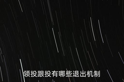 什么是跟投機制，領投跟投有哪些退出機制