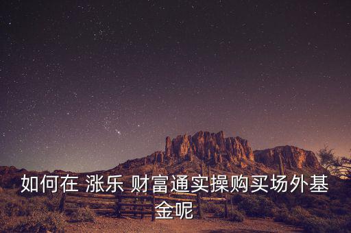 如何在 漲樂(lè) 財(cái)富通實(shí)操購(gòu)買場(chǎng)外基金呢