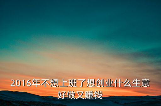2016年什么生意好做賺錢，2016年不想上班了想創(chuàng)業(yè)什么生意好做又賺錢