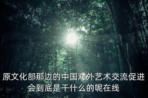 原文化部那邊的中國對外藝術(shù)交流促進(jìn)會(huì)到底是干什么的呢在線