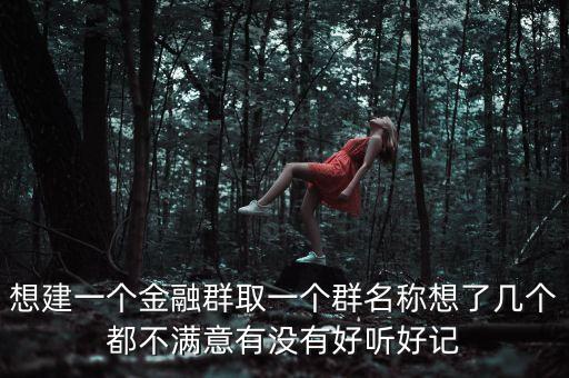 金融微信群取什么名字，想建一個(gè)金融群取一個(gè)群名稱想了幾個(gè)都不滿意有沒(méi)有好聽好記