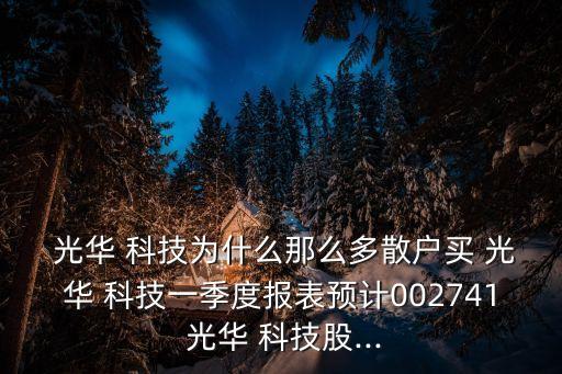  光華 科技為什么那么多散戶買 光華 科技一季度報表預(yù)計002741 光華 科技股...