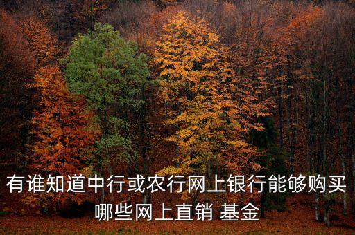 有誰知道中行或農(nóng)行網(wǎng)上銀行能夠購(gòu)買哪些網(wǎng)上直銷 基金