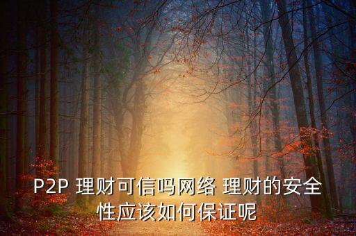 P2P 理財可信嗎網(wǎng)絡 理財?shù)陌踩詰撊绾伪ＷC呢