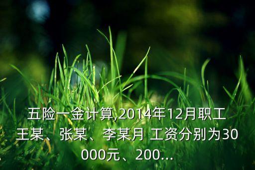 五險一金計算,2014年12月職工王某、張某、李某月 工資分別為30000元、200...