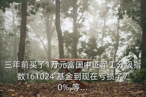 三年前買了1萬元富國中證軍工分級指數161024 基金到現(xiàn)在虧損了70%,等...