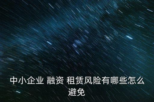 中小企業(yè) 融資 租賃風險有哪些怎么避免