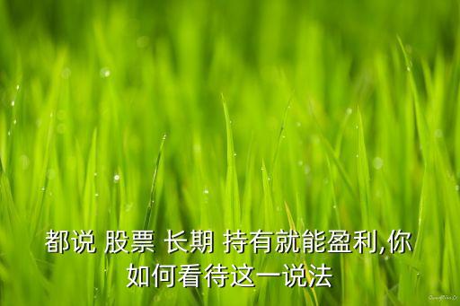 都說(shuō) 股票 長(zhǎng)期 持有就能盈利,你如何看待這一說(shuō)法
