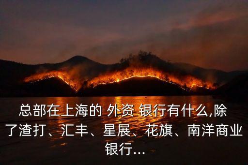 總部在上海的 外資 銀行有什么,除了渣打、匯豐、星展、花旗、南洋商業(yè) 銀行...