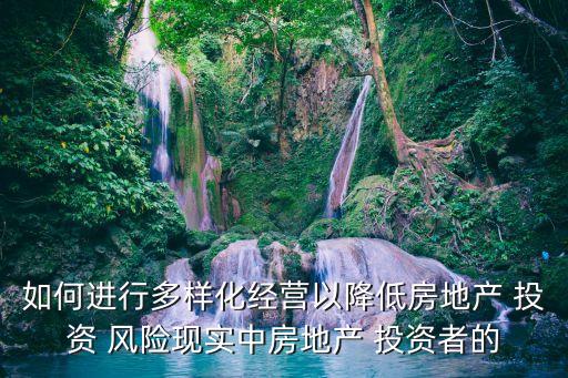 如何進行多樣化經(jīng)營以降低房地產(chǎn) 投資 風險現(xiàn)實中房地產(chǎn) 投資者的