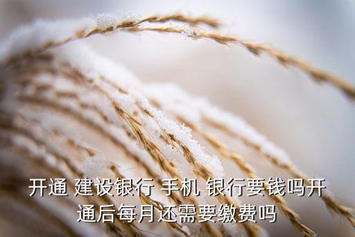 開通 建設(shè)銀行 手機 銀行要錢嗎開通后每月還需要繳費嗎