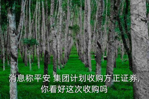 消息稱平安 集團(tuán)計劃收購方正證券,你看好這次收購嗎