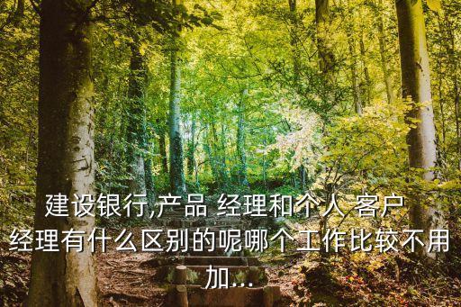 建設銀行,產品 經理和個人 客戶 經理有什么區(qū)別的呢哪個工作比較不用加...