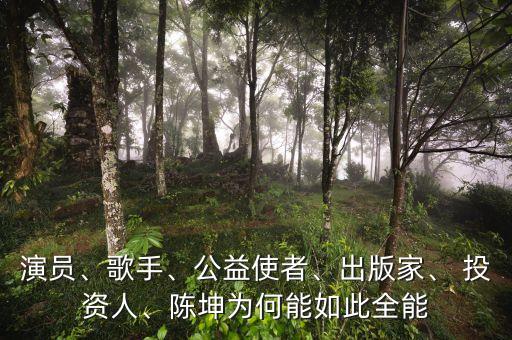 演員、歌手、公益使者、出版家、 投資人、陳坤為何能如此全能