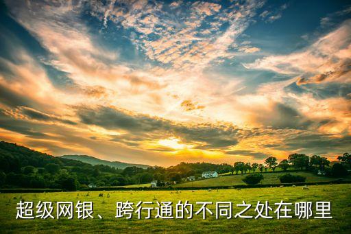 超級網(wǎng)銀、跨行通的不同之處在哪里