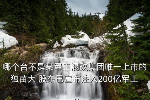 哪個臺不是某軍工混改集團唯一上市的獨苗大 股東已宣布注入200億軍工...