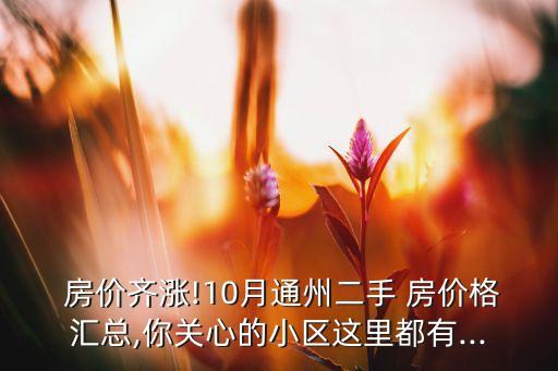  房價(jià)齊漲!10月通州二手 房價(jià)格匯總,你關(guān)心的小區(qū)這里都有...