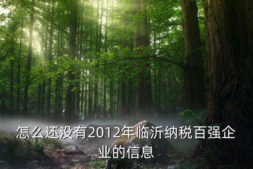 怎么還沒有2012年臨沂納稅百強(qiáng)企業(yè)的信息