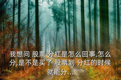 我想問 股票 分紅是怎么回事,怎么分,是不是買了 股票到 分紅的時(shí)候就能分...