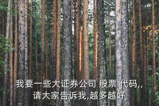 我要一些大證券公司 股票 代碼,,請(qǐng)大家告訴我,越多越好