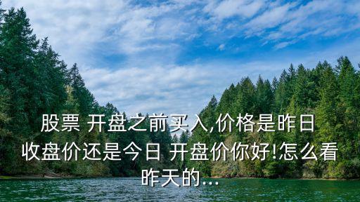  股票 開(kāi)盤(pán)之前買(mǎi)入,價(jià)格是昨日 收盤(pán)價(jià)還是今日 開(kāi)盤(pán)價(jià)你好!怎么看昨天的...
