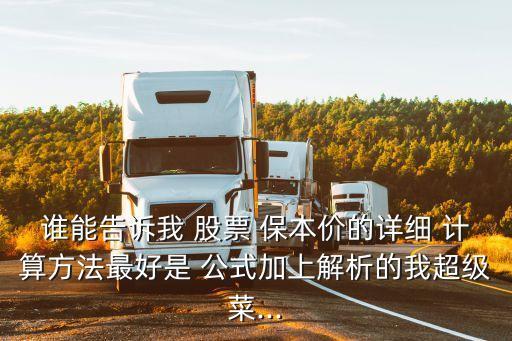 誰能告訴我 股票 保本價(jià)的詳細(xì) 計(jì)算方法最好是 公式加上解析的我超級(jí)菜...