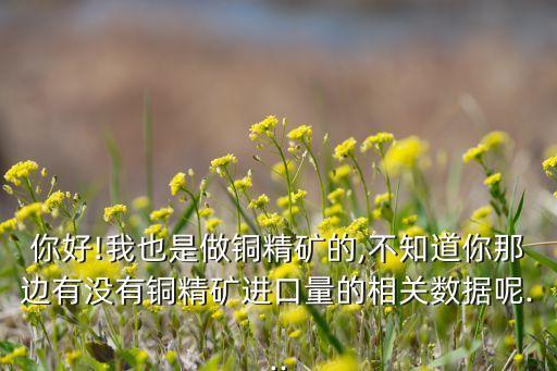 你好!我也是做銅精礦的,不知道你那邊有沒有銅精礦進口量的相關(guān)數(shù)據(jù)呢...