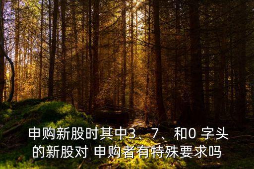  申購新股時(shí)其中3、7、和0 字頭的新股對 申購者有特殊要求嗎