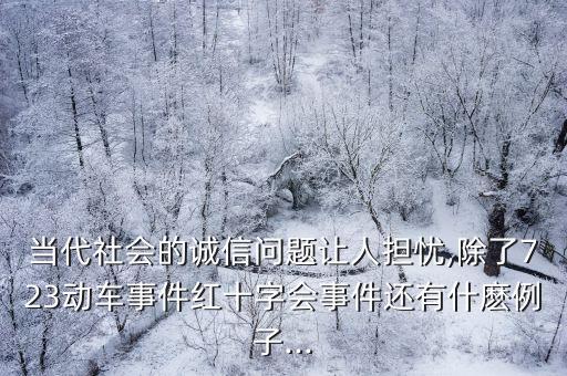 當(dāng)代社會(huì)的誠(chéng)信問(wèn)題讓人擔(dān)憂,除了723動(dòng)車事件紅十字會(huì)事件還有什麼例子...