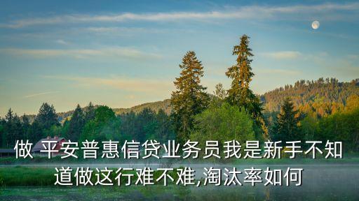 做 平安普惠信貸業(yè)務員我是新手不知道做這行難不難,淘汰率如何