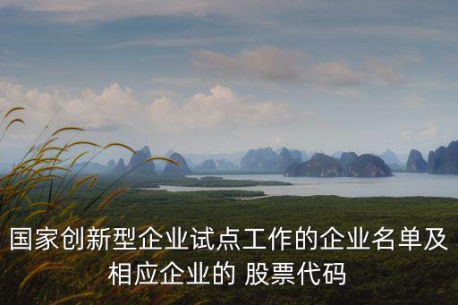 國(guó)家創(chuàng)新型企業(yè)試點(diǎn)工作的企業(yè)名單及相應(yīng)企業(yè)的 股票代碼