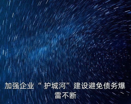 加強企業(yè)“ 護(hù)城河”建設(shè)避免債務(wù)爆雷不斷