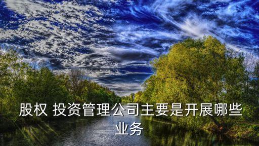  股權 投資管理公司主要是開展哪些業(yè)務