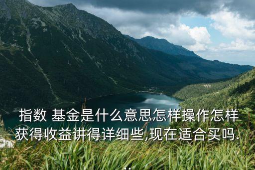  指數(shù) 基金是什么意思怎樣操作怎樣獲得收益講得詳細些,現(xiàn)在適合買嗎...